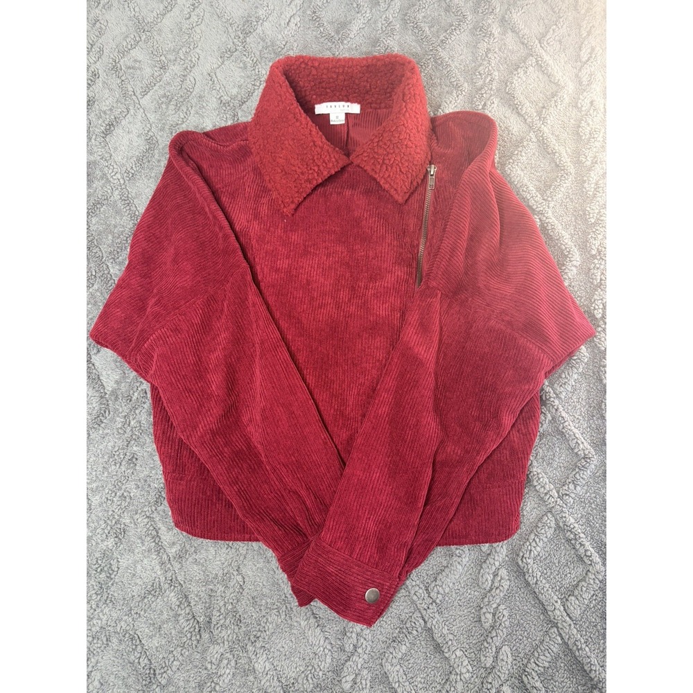 FAVLUX Corduroy Maroon Crop Jacket Size Small